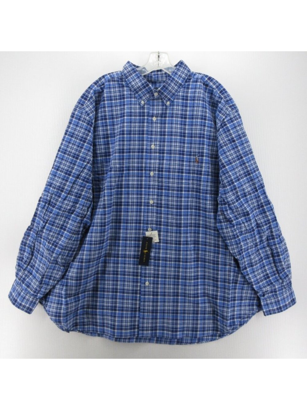 Ralph Lauren Shirt 3XB Big Button Down Plaid Heritage Flesh Pony Logo
